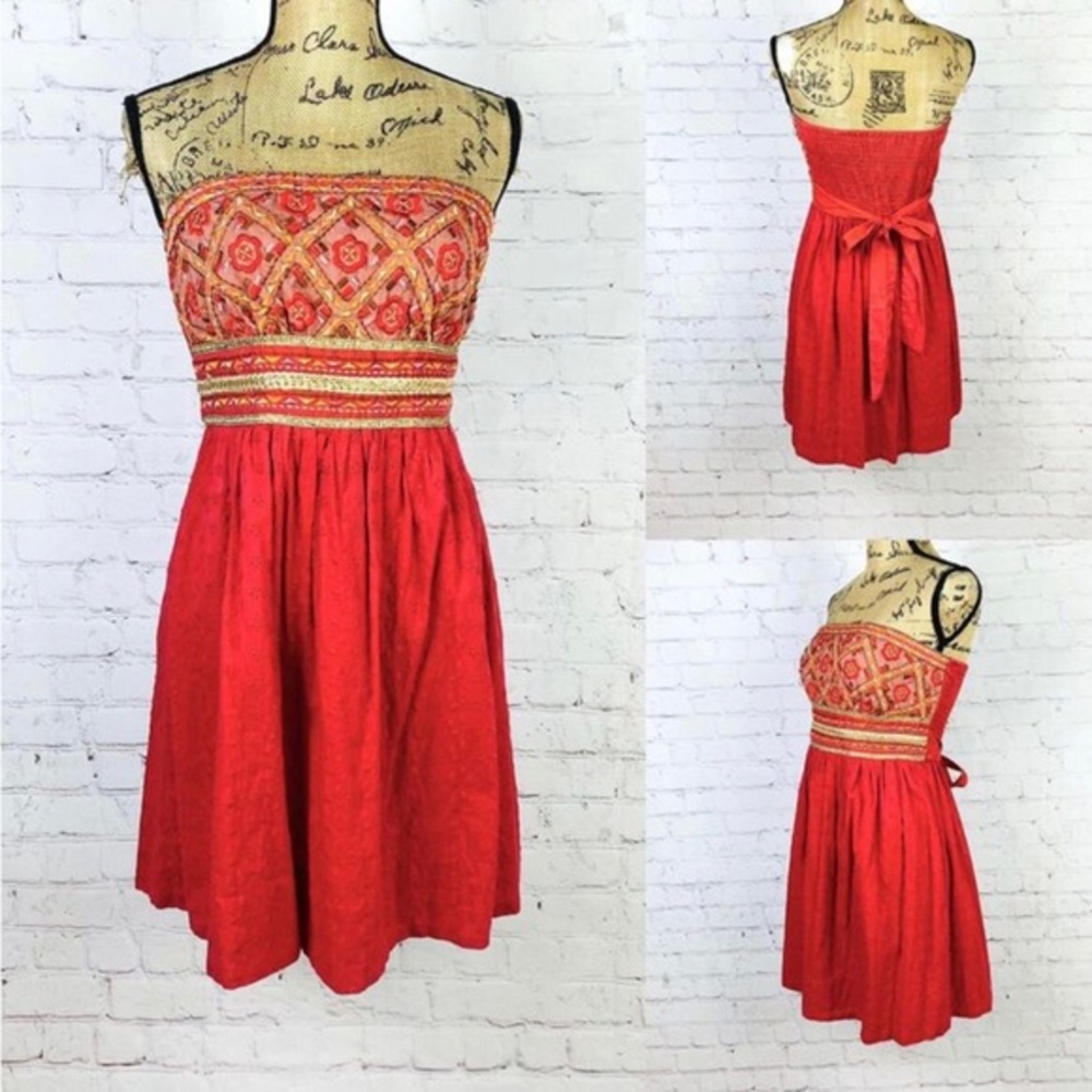 American Rag Strapless Embroidered Back Tie Dress